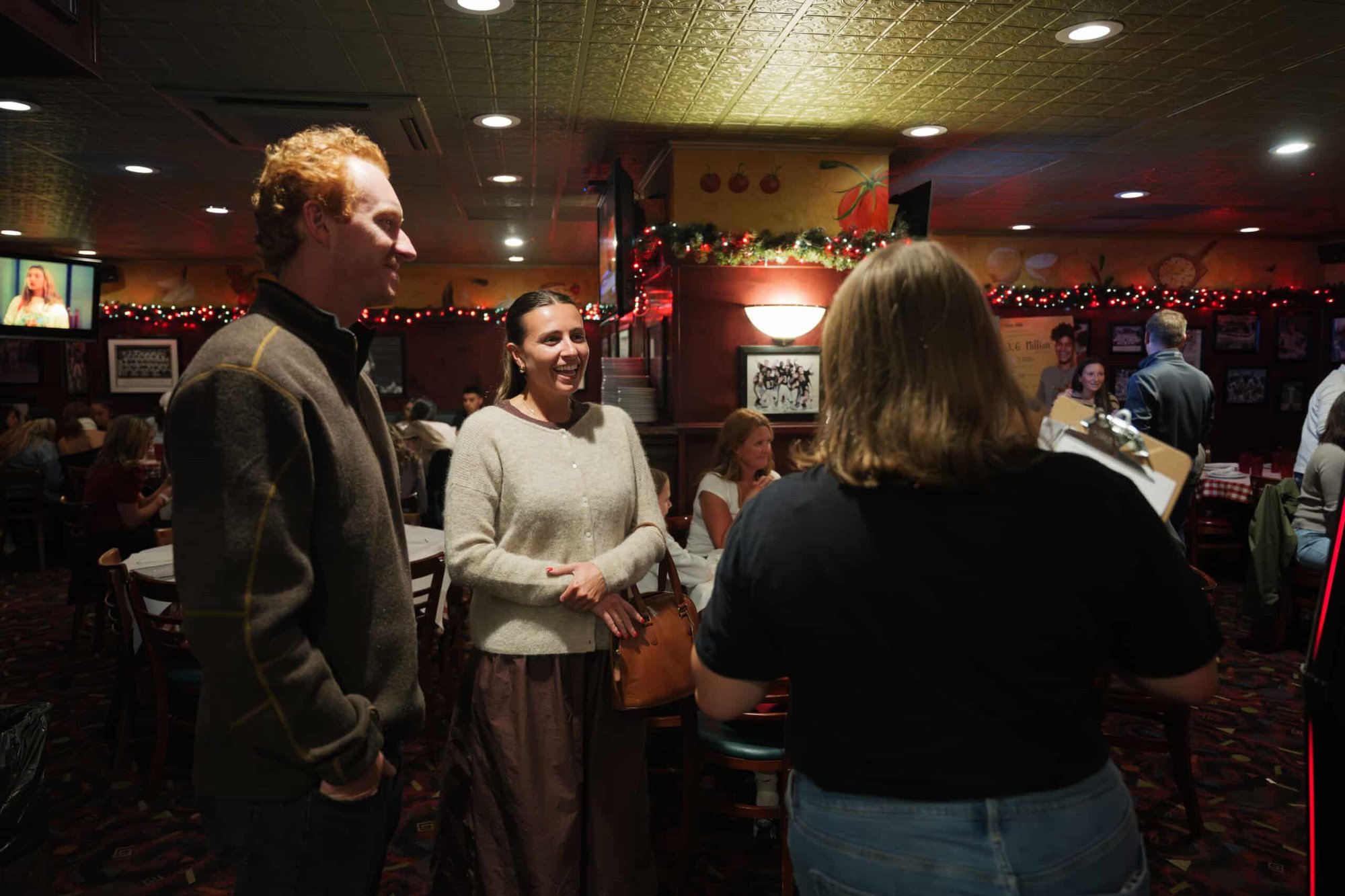 people talking at a party