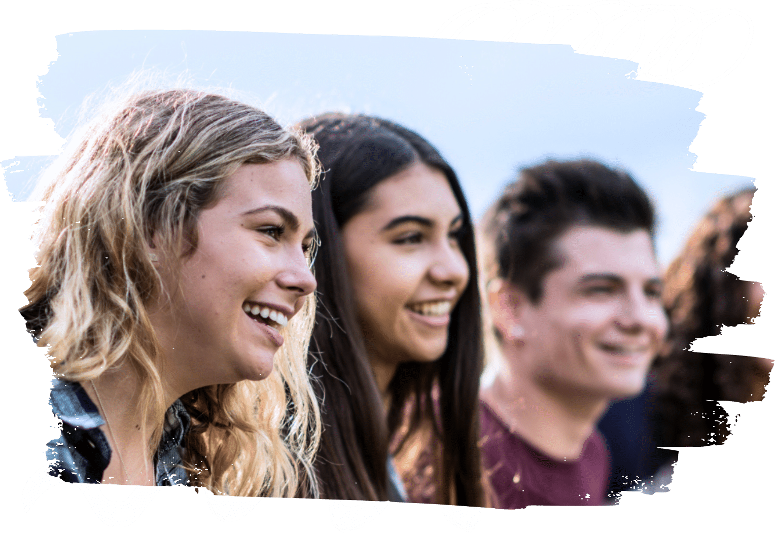 three young adults smiling three young adults smiling
